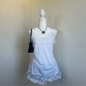 Vintage Y2K Lace Trim Cami White